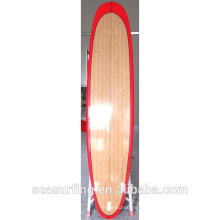 Longboard de bambú con diseño de riel de color rojo great sport equipment ltd on surfing ~